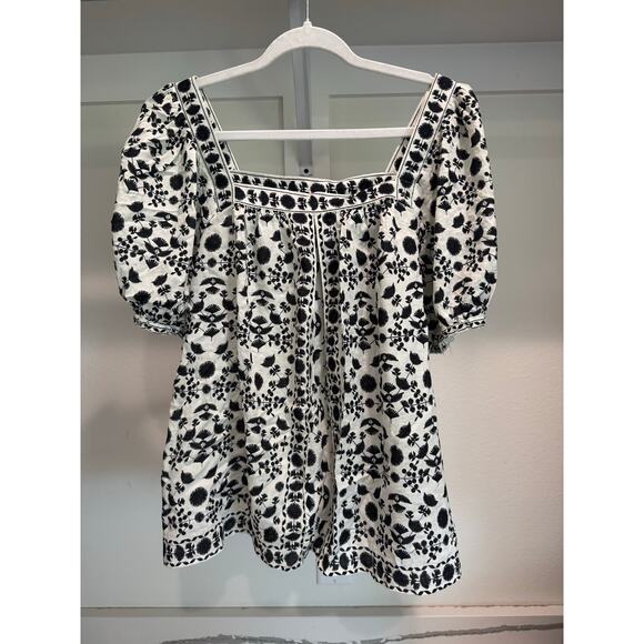 Max Studio London Women's Blouse Pattern Floral Black White Size Large - Picture 1 of 8
